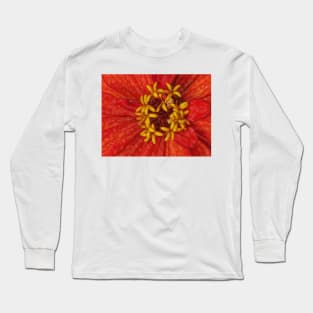 zinnia flower bloom in red and orange floral fantasy Long Sleeve T-Shirt